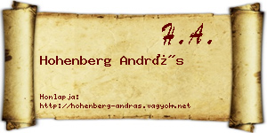Hohenberg András névjegykártya